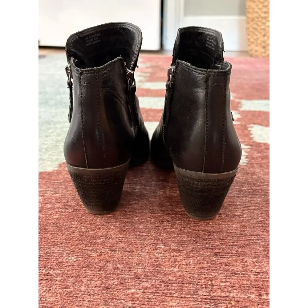 Frye Judith Ankle black Leather Side Zip Block Heel ankle Bootie Women’s 8.5M